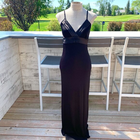 Koton Black Babydoll Jersey Knit Long Maxi Slip Dress - Picture 1 of 16